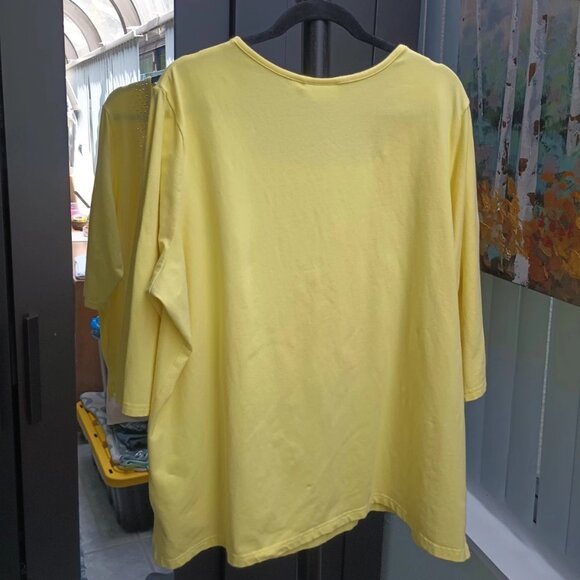 Quacker Factory 2x Bright Yellow Embellished Cotton T - Picture 3 of 9